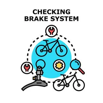 Checking bicycle brake system maintenance inspection concept Stock Illustration