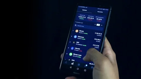 Checking Bitcoin Cryptocurrency portfolio list on Delta mobile App. Stock Footage 110889847