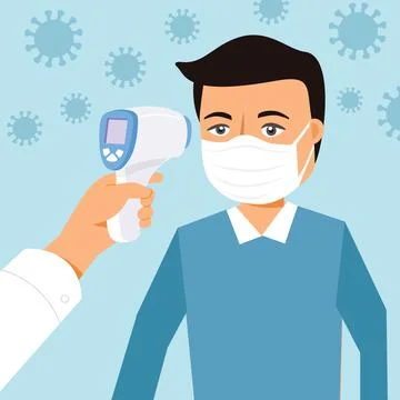 Checking body temperature of man Vector illustration Stock Illustration