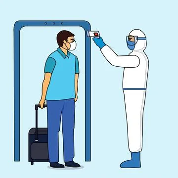 Checking body temperature of man Vector illustration Stock Illustration