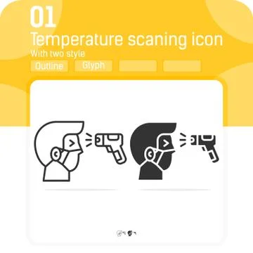 Checking body temperature premiun icon with line and glyph style Illustrazione stock