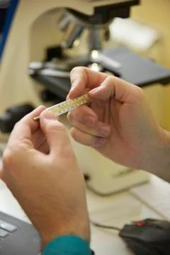 Checking body temperature with a thermometer Stock Photos