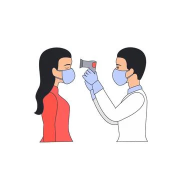 Checking body temperature of woman Vector illustration Stock Illustration