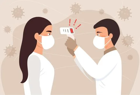 Checking body temperature of woman Vector illustration Stock Illustration