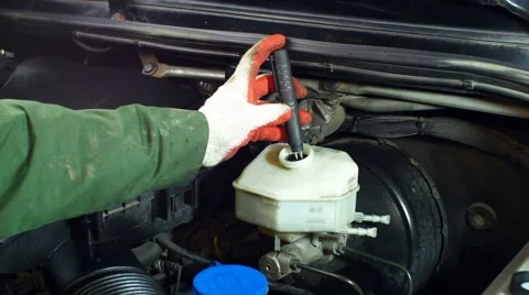 Checking the Brake Fluid Stock Footage 68645457