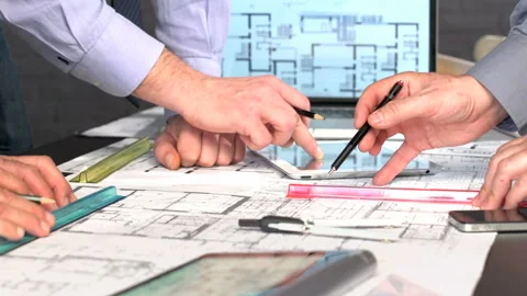 Checking building drawings  스톡 동영상 209919888