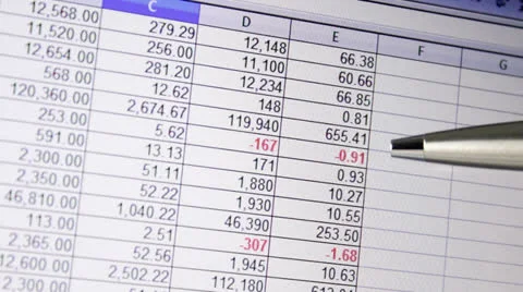 Checking business finance spreadsheet on computer screen Video stock 23250850