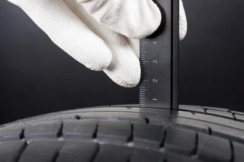 Checking car tire Stock Photos