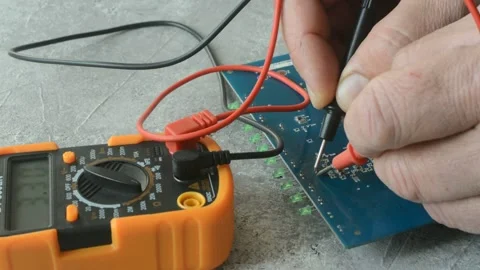 Checking circuit by Multimeter. Stock Footage 143640488