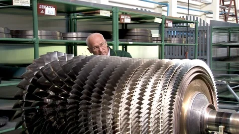 Checking compressor rotor on engine of Su-24 aircraft (fencer) after repair. Stock Footage 122816905