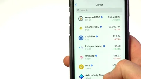 Checking  cryptocurrency price  on smartphone.Stock exchange. Video stock 166019257