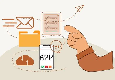 Checking daily work Mail in a mobile checklist online workflow concept 库存插图