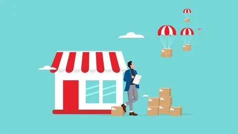 Checking delivery order concept, send order packages concept, Businesspeopl.. 库存插图