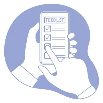 Checking on To Do List. People Phone Plan Reminder Stock Illustration