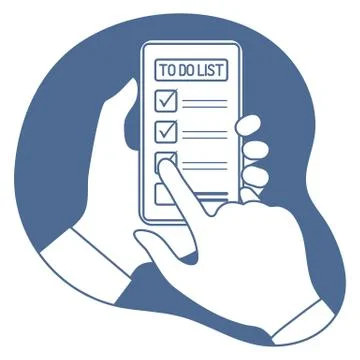 Checking on To Do List. People Phone Plan Reminder Stock Illustration
