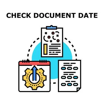 Checking document date with business planning analysis Ilustração Stock