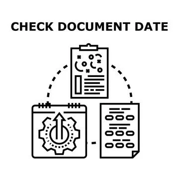 Checking document date with business planning analysis Stock Illustration