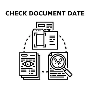 Checking document date finding information icon illustration Ilustração Stock