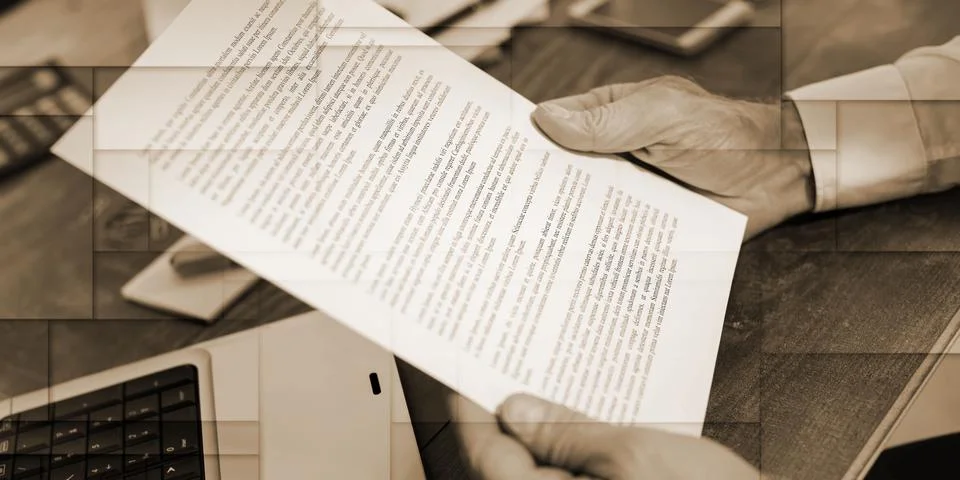 Checking a document, geometric pattern Stock-Fotos