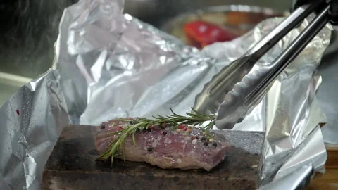 Checking the Doneness of Roasted Meat Stock Footage 132107536