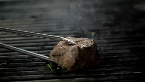 Checking the Doneness of Steak Stock Footage 132170019