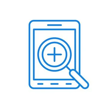 Checking electronic gadgets vector line icon. Testing devices and installed.. Stock Illustration