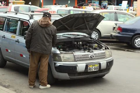 Checking the engine in lima, peru Stock Photos
