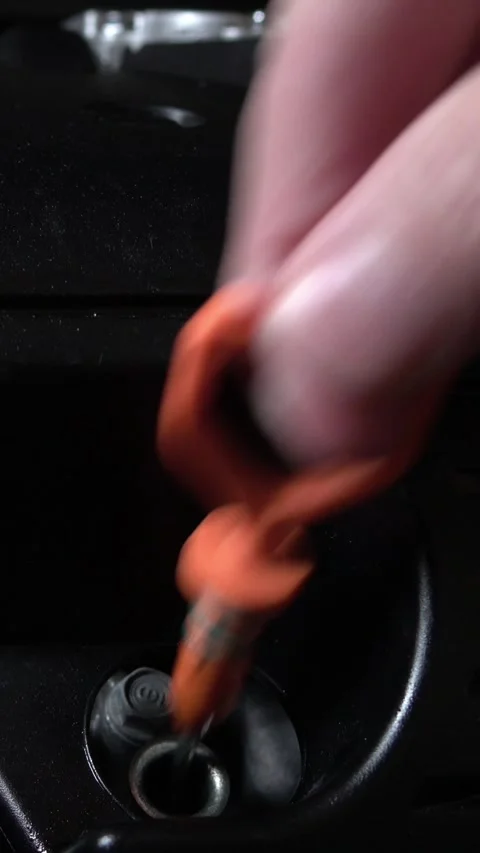 Checking Engine Oil Dipstick in Car Engine Bay Video stock 337481382
