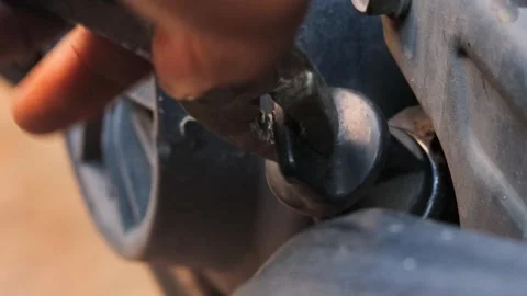 Checking the engine oil level and condition Stock Footage 339158891