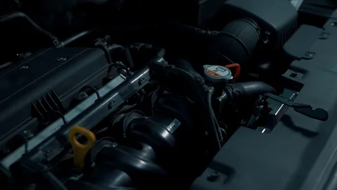 Checking the engine oil level in the engine for auto service Stock Footage 102664524