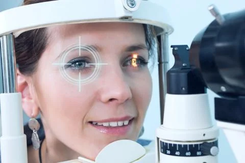 Checking eyesight in a clinic of the future Stock Photos