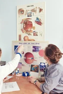 Checking eyesight in a clinic of the future Foto stock