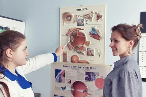 Checking eyesight in a clinic of the future Stock Photos