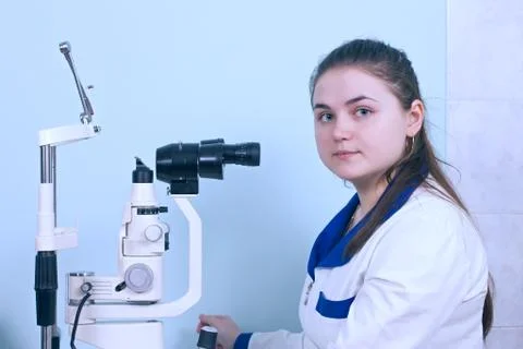 Checking eyesight in a clinic Stock Photos