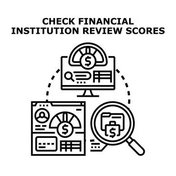 Checking financial institution performance and review scores Stock Illustration