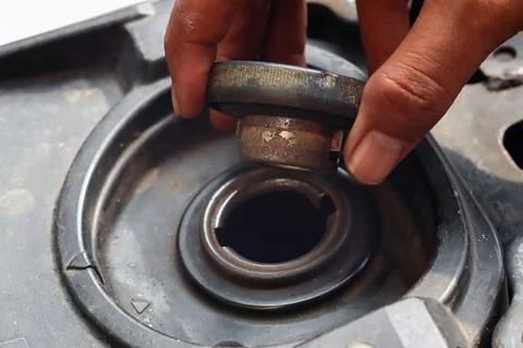Checking fuel level Stock Photos