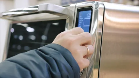 Checking the functioning of the oven. Turn on the oven with a wrist, turn the Video stock 149803665