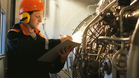 Checking the gas turbine Before starting Stock Footage 85814630