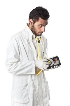 Checking hard disk Stock Photos