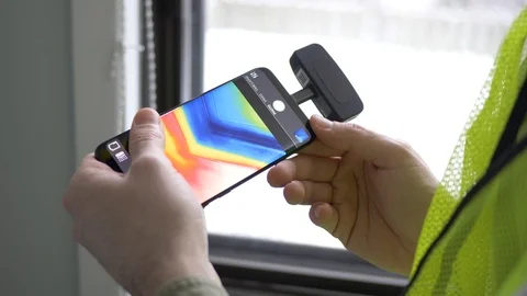 Checking for Heat Loss With a Thermal Imaging Infrared Camera Stock Footage 103780071