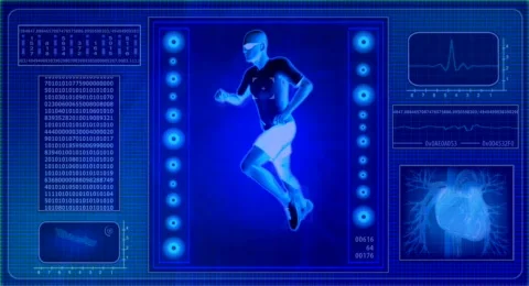 Checking human abilities - x-ray view. Health jogging Stock Footage