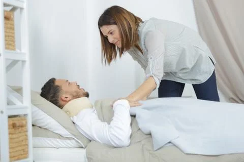 Checking the husband's needs Stock Photos