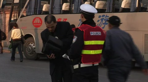 Checking ID papers in China Stock Footage 262637