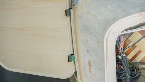 Checking if the door works okay Stock Footage