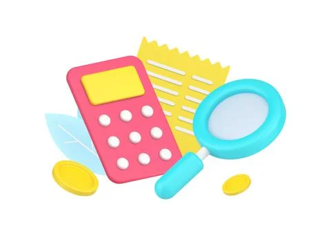 Checking information for regular payment paper document agreement with magnif Stock Illustration