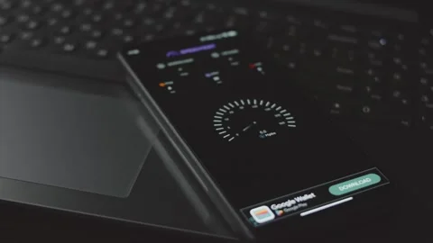 Checking the internet speed on mobile phone, using speed app. Stock Footage 250359449
