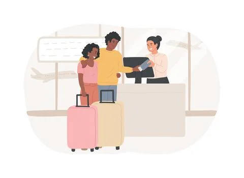Checking in isolated cartoon vector illustrations. Ilustración de archivo