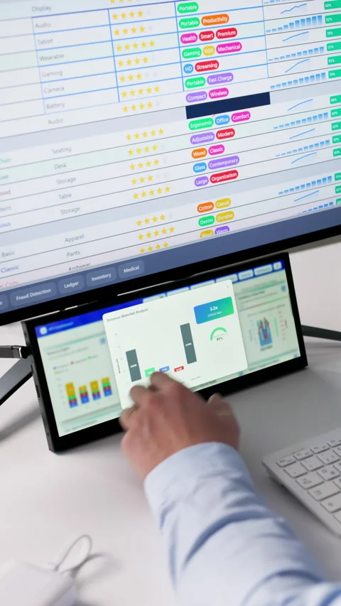Checking KPI Dashboard While Making Business Report Stock Footage 328392166