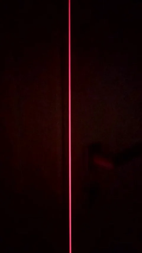 Checking the linearity of an internal door with a precision laser Video stock 328354284