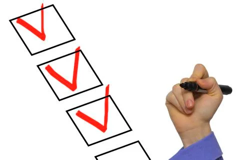 Checking list with check sign isolated Stock Photos